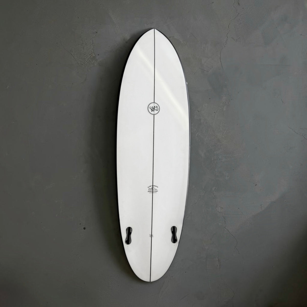 5'8 Hawkeye Black Stringer Twin Back
