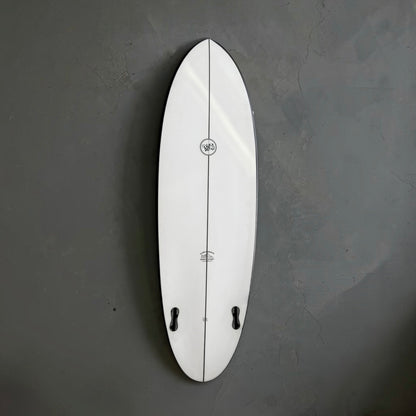 5'8 Hawkeye Black Stringer Twin Back