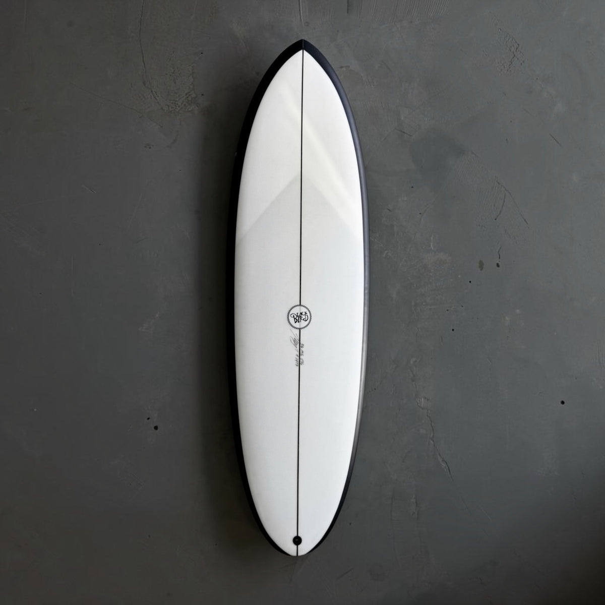5'8 Hawkeye Black Stringer Twin Front