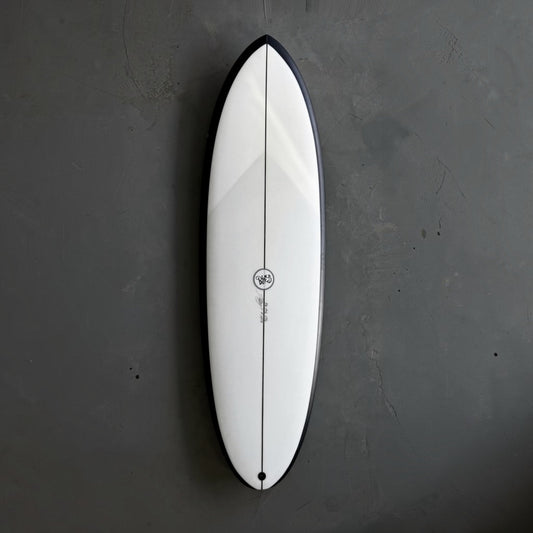 5'8 Hawkeye Black Stringer Twin Front