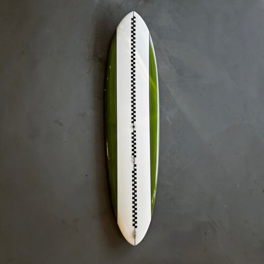 7'0 sushi roll surfboard racing stripe front